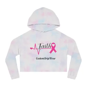 Faith Cancer ribbon Women’s Cropped Hooded Sweatshirt