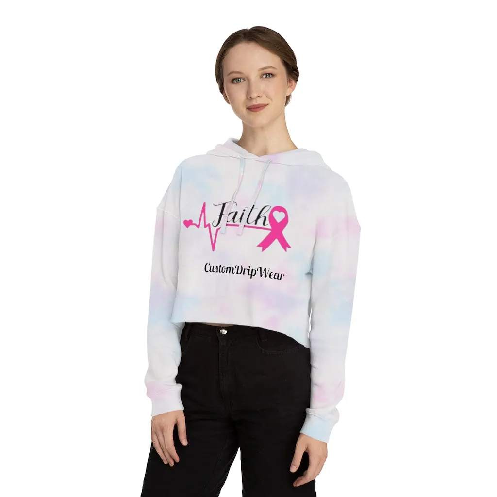 Faith Cancer ribbon Women’s Cropped Hooded Sweatshirt