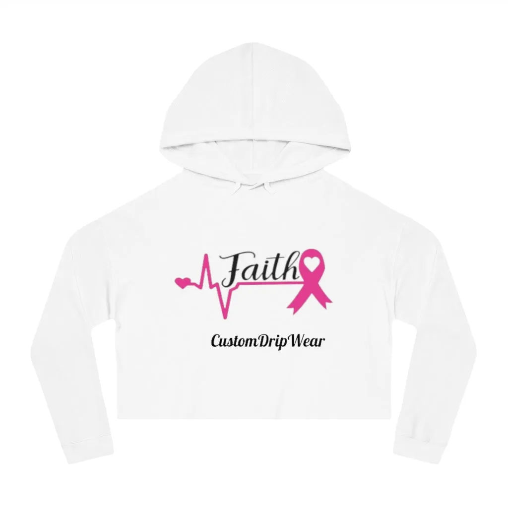 Faith Cancer ribbon Women’s Cropped Hooded Sweatshirt