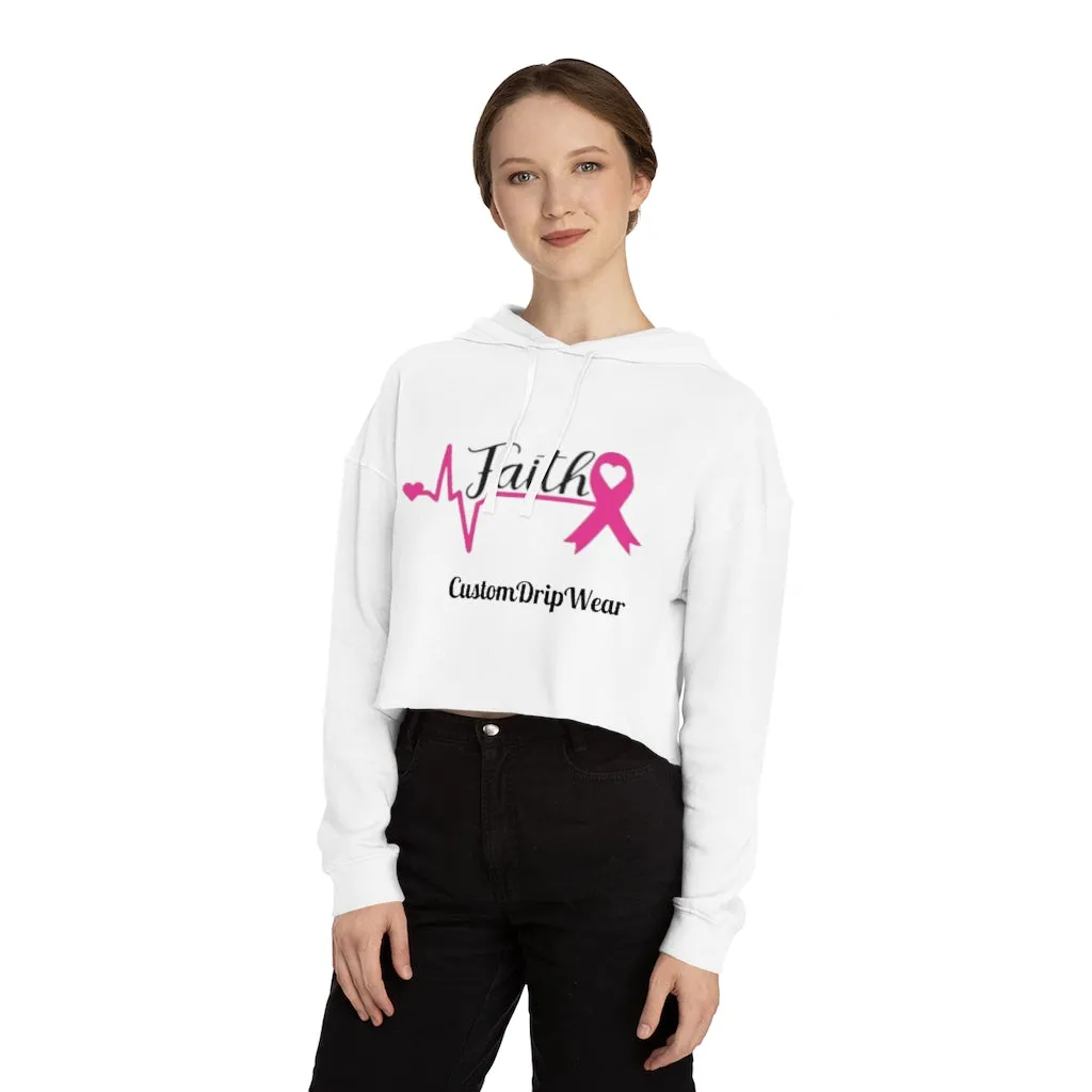 Faith Cancer ribbon Women’s Cropped Hooded Sweatshirt