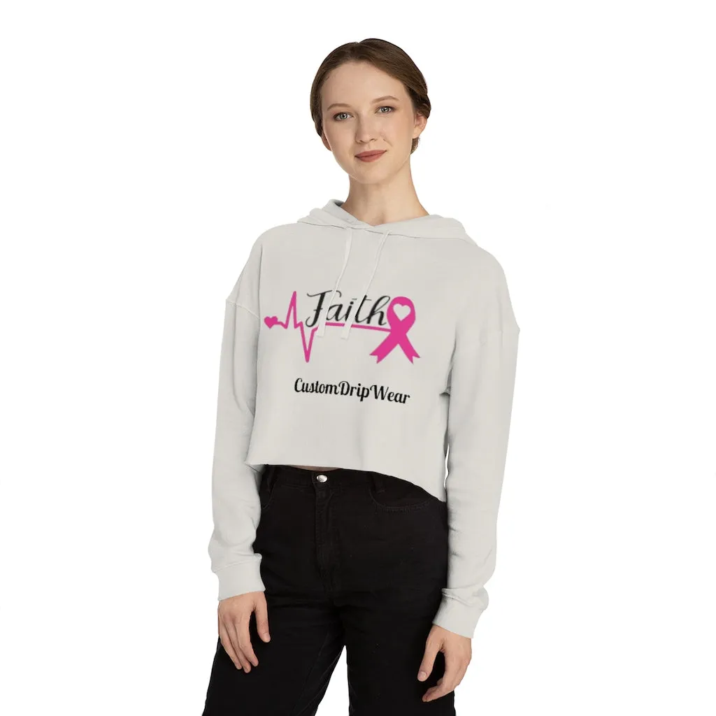 Faith Cancer ribbon Women’s Cropped Hooded Sweatshirt
