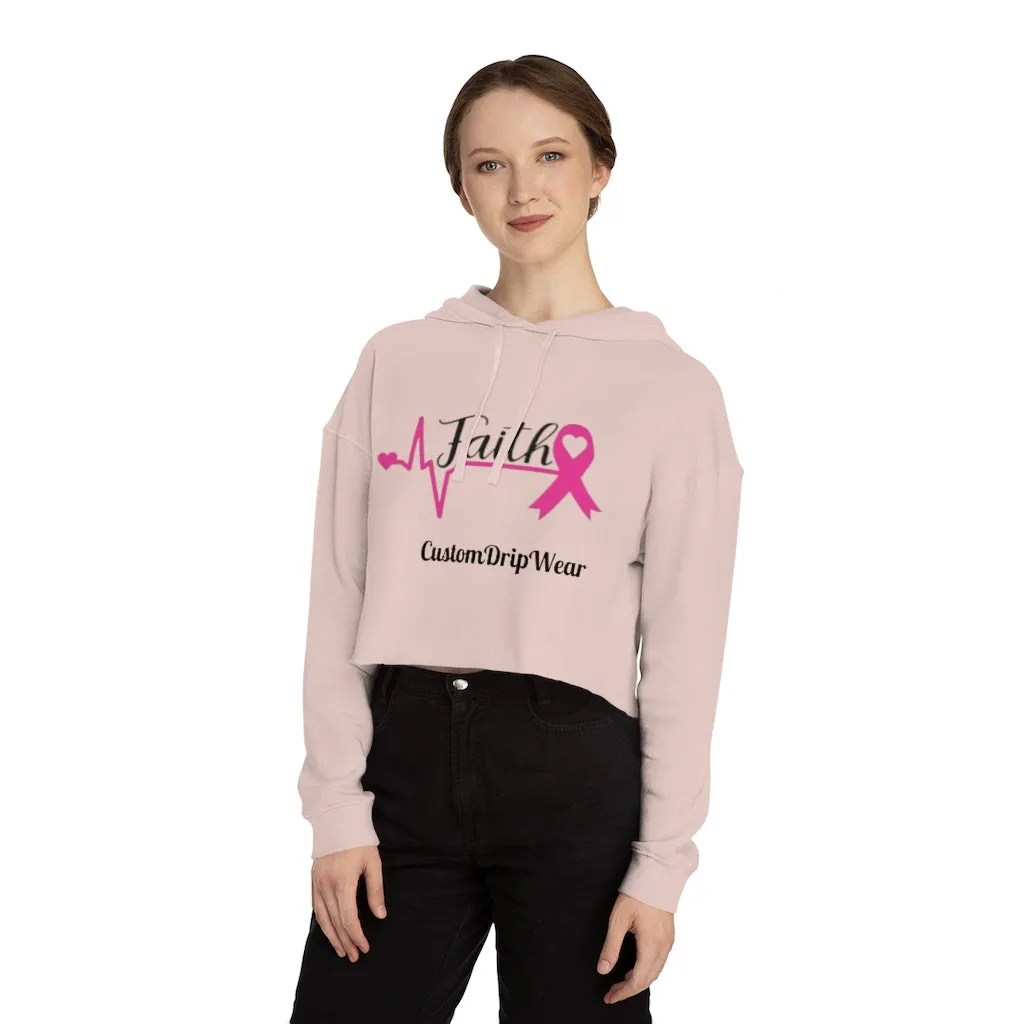 Faith Cancer ribbon Women’s Cropped Hooded Sweatshirt