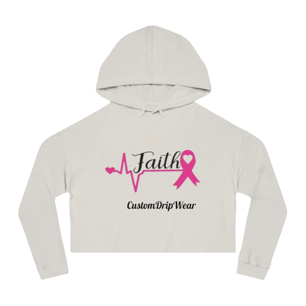 Faith Cancer ribbon Women’s Cropped Hooded Sweatshirt