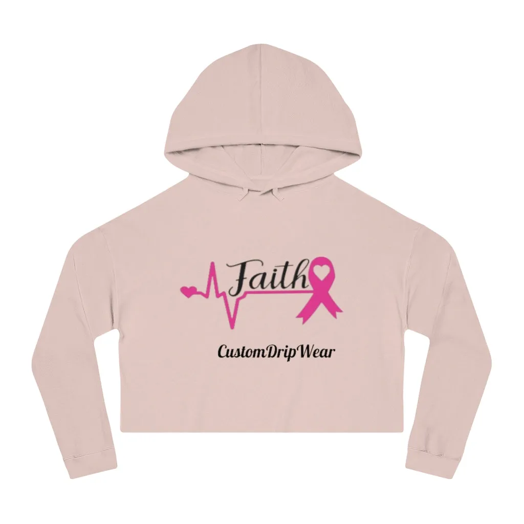 Faith Cancer ribbon Women’s Cropped Hooded Sweatshirt