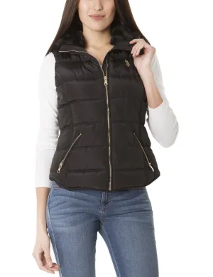 FAUX FUR COLLAR SHIRTTAIL VEST