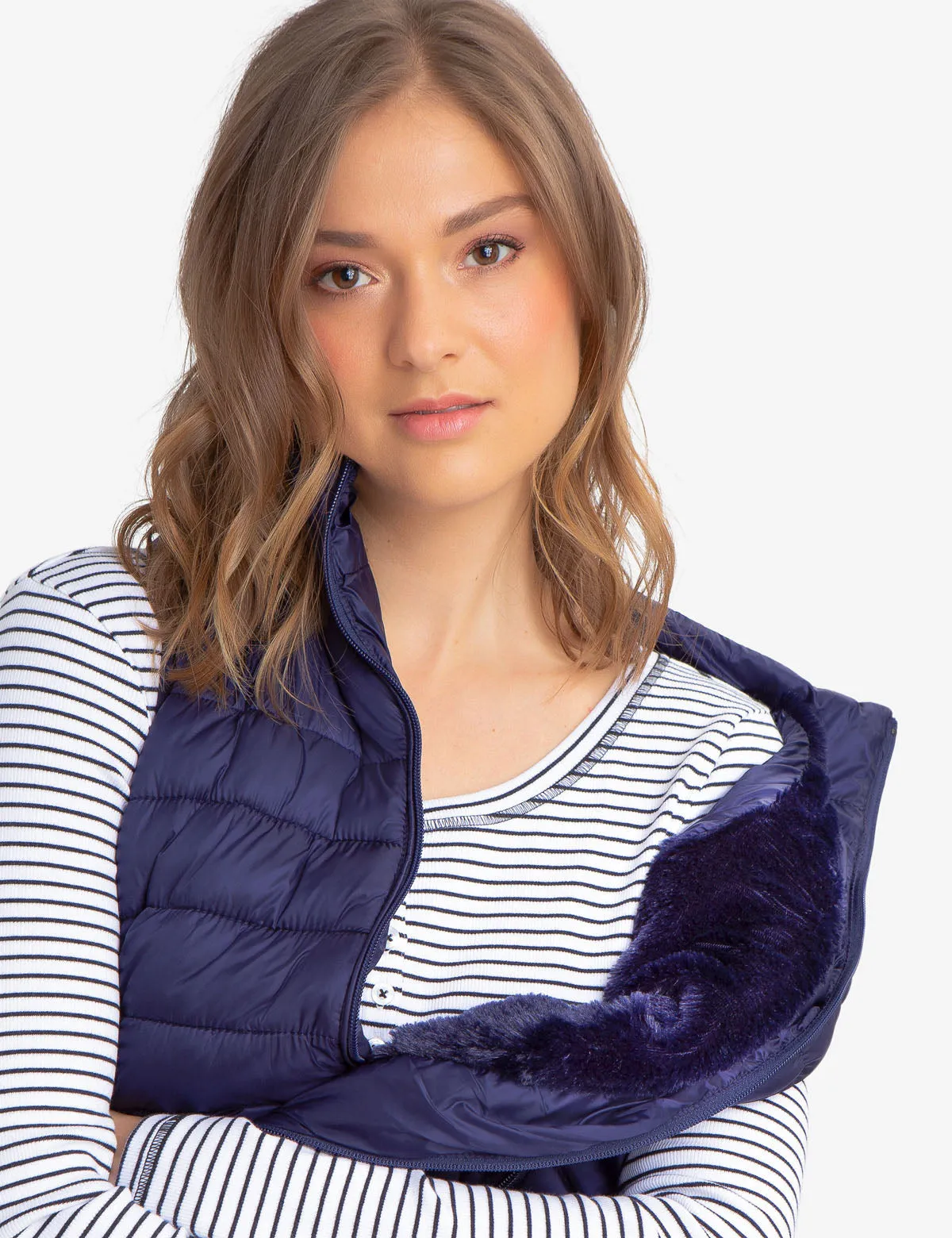 FAUX FUR LINED PUFFER VEST