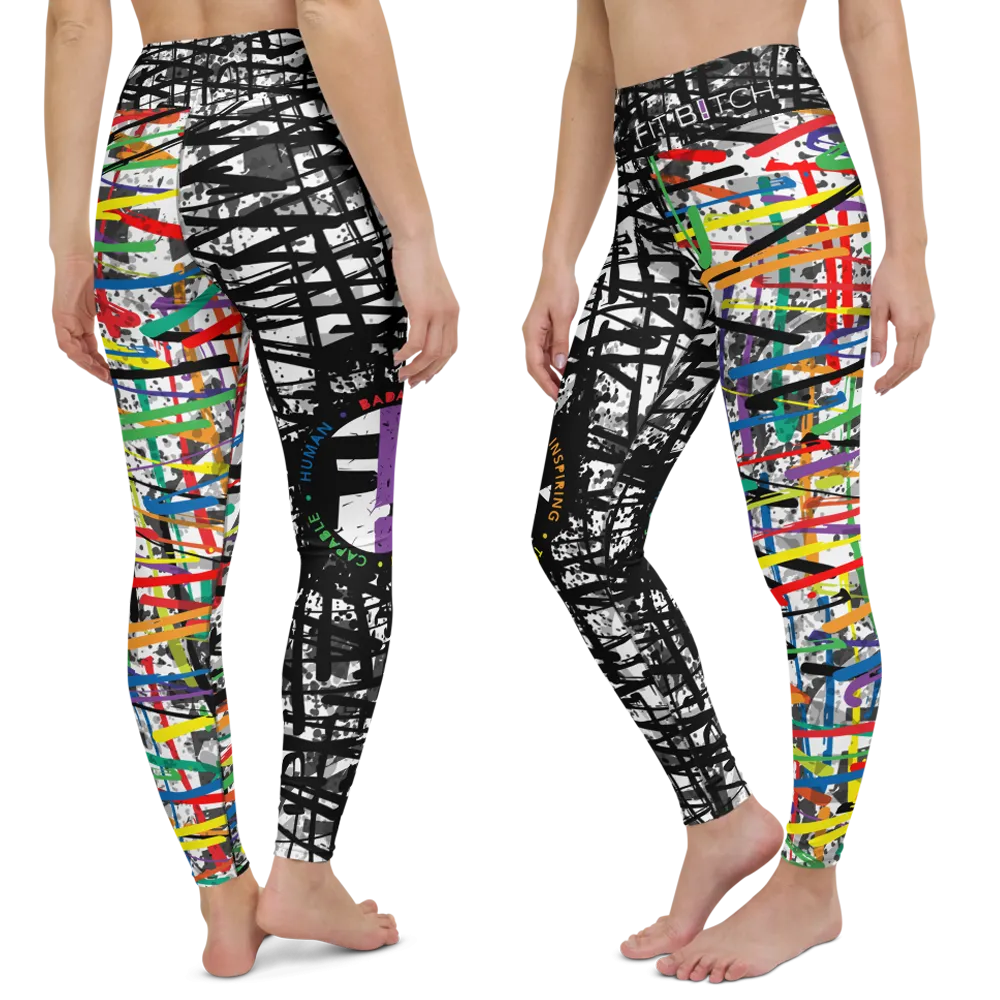 Fit Bitch - Yoga Leggings - Criss Cross Rainbow