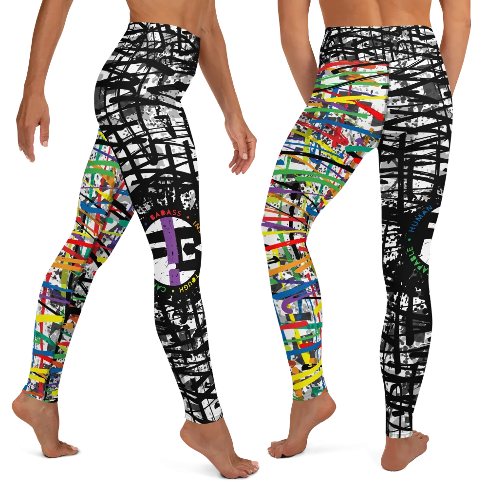 Fit Bitch - Yoga Leggings - Criss Cross Rainbow