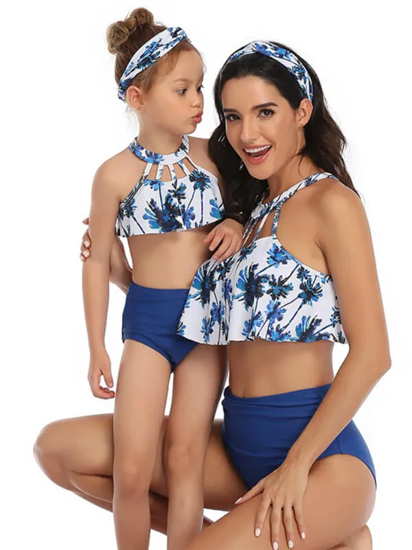 Floral Ruffle Mom And Girl Bikinis