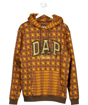 Gap X Dap Orange Brown Dapper Dan Logo Hoodie UK M