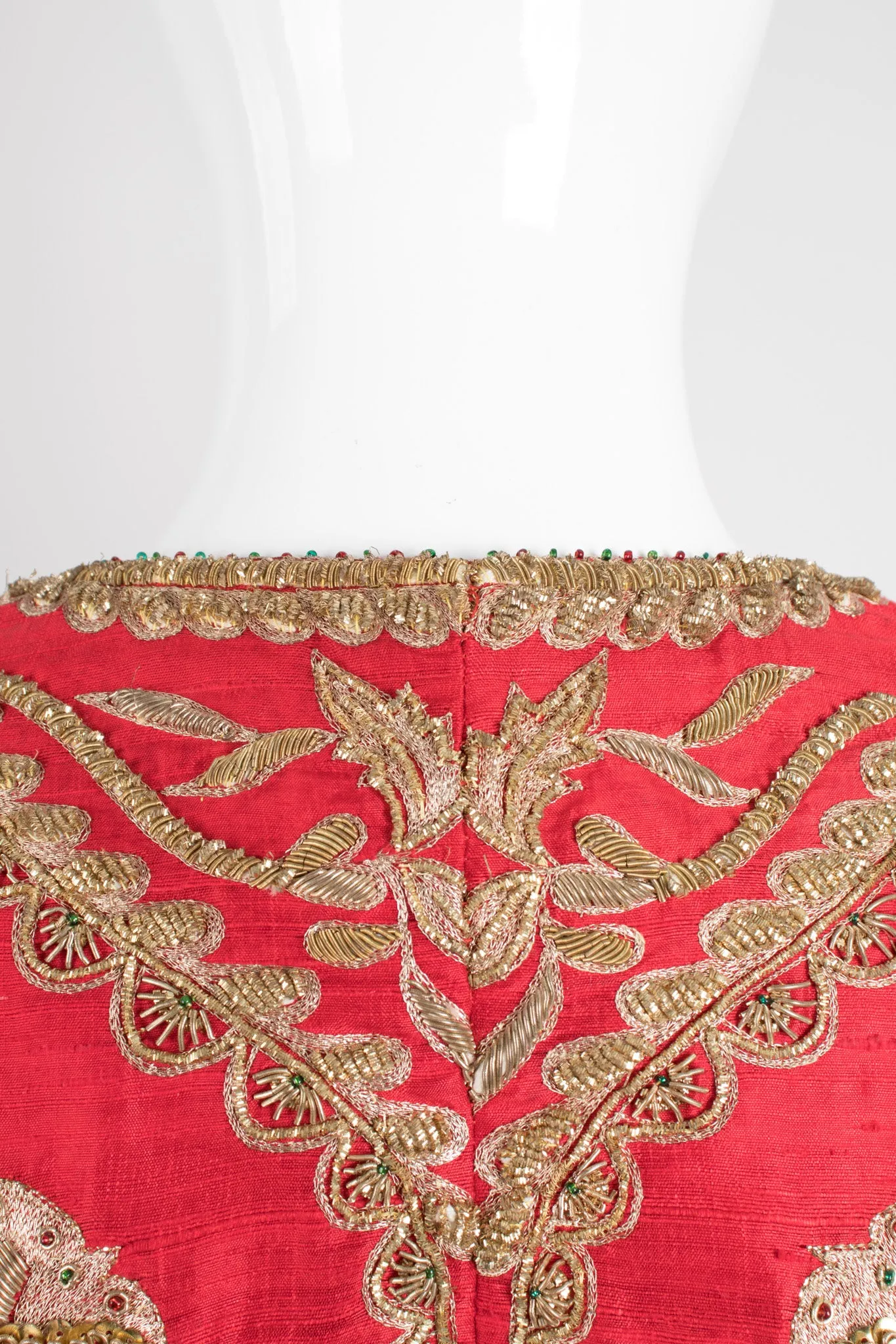 Golden Floral Embellished Silk Jacket
