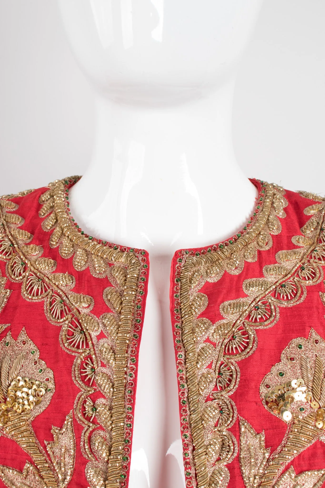 Golden Floral Embellished Silk Jacket
