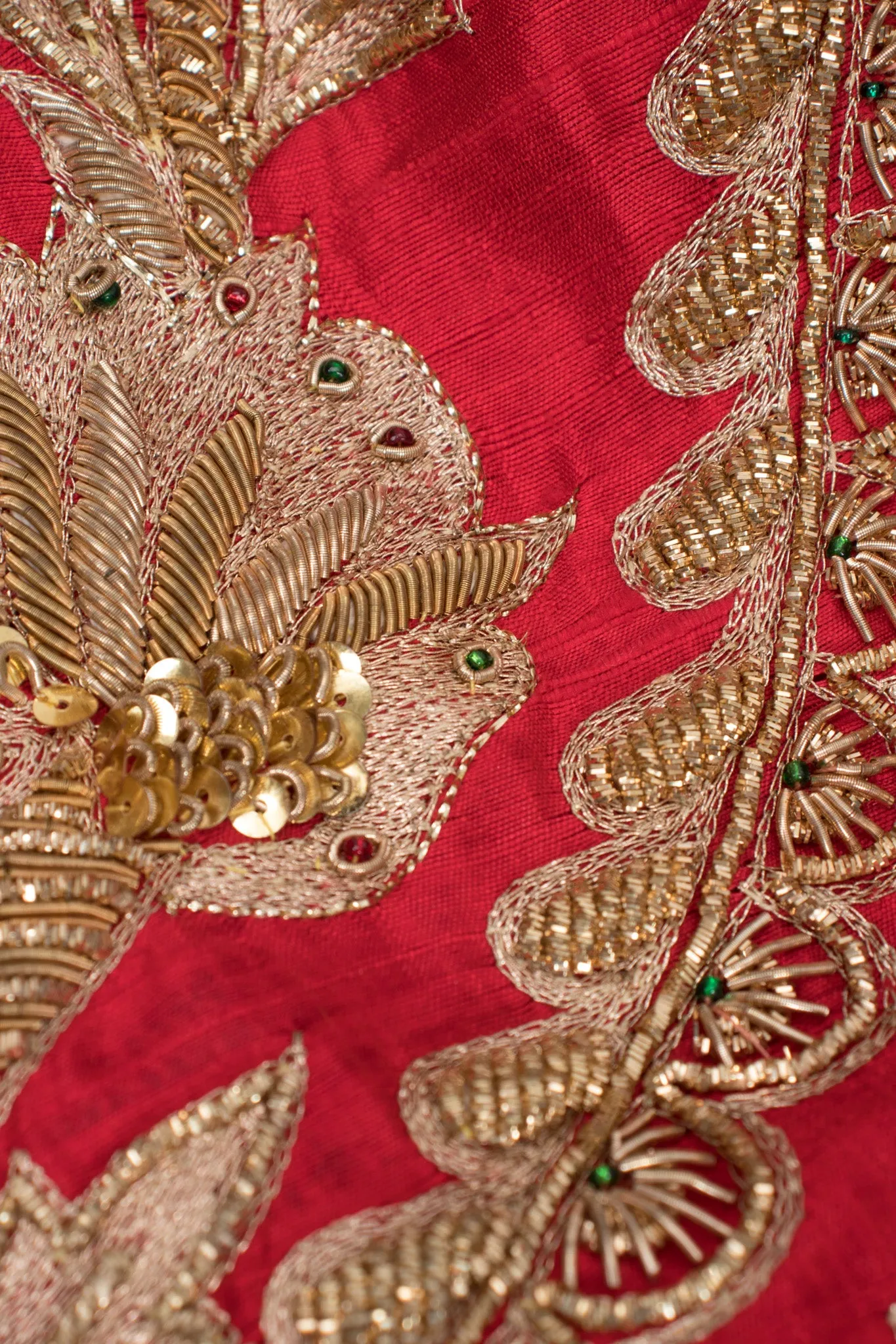 Golden Floral Embellished Silk Jacket