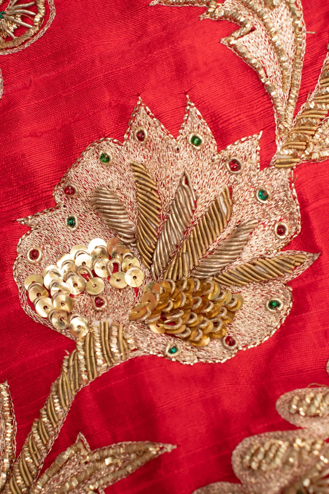 Golden Floral Embellished Silk Jacket