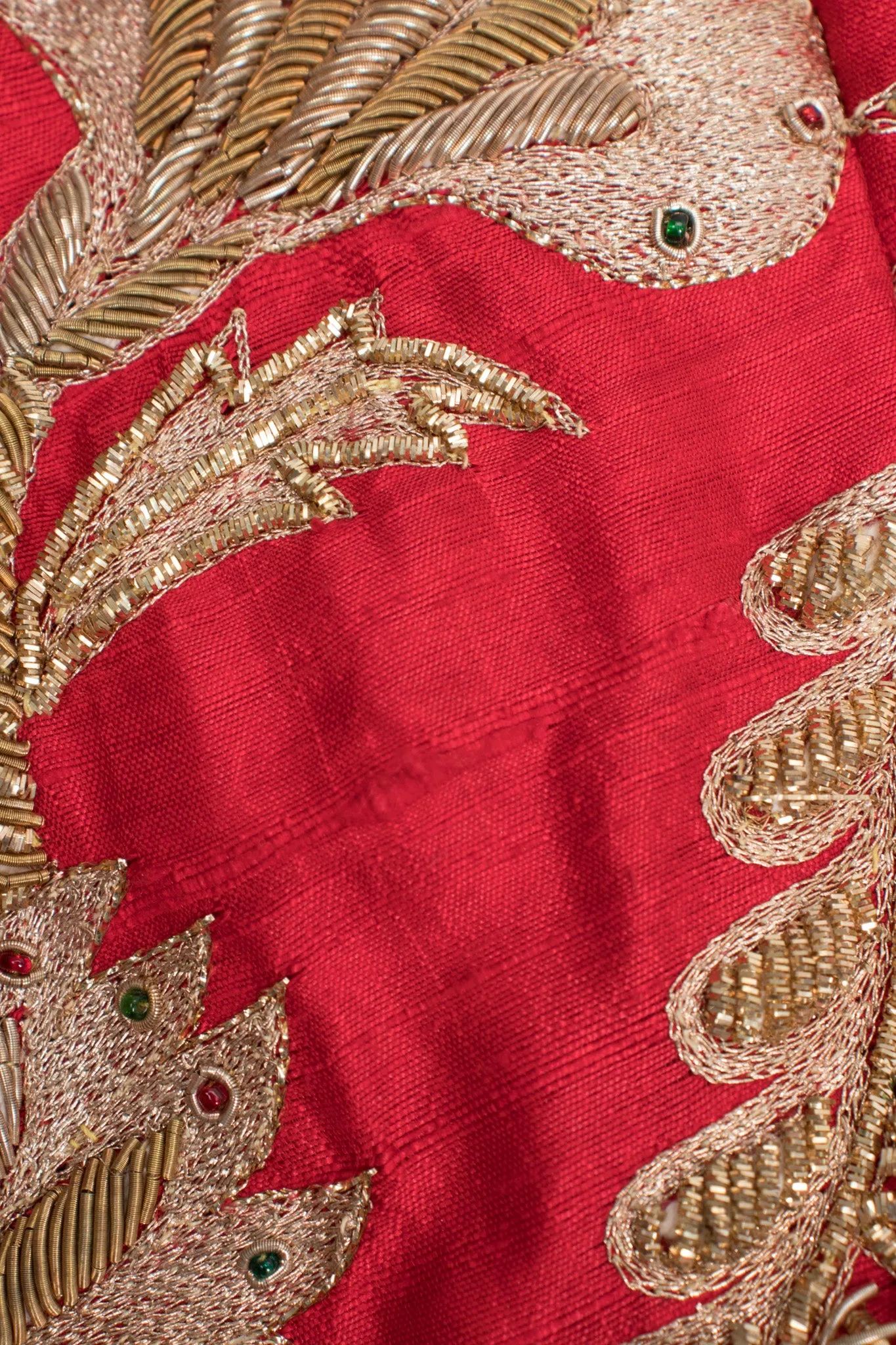 Golden Floral Embellished Silk Jacket