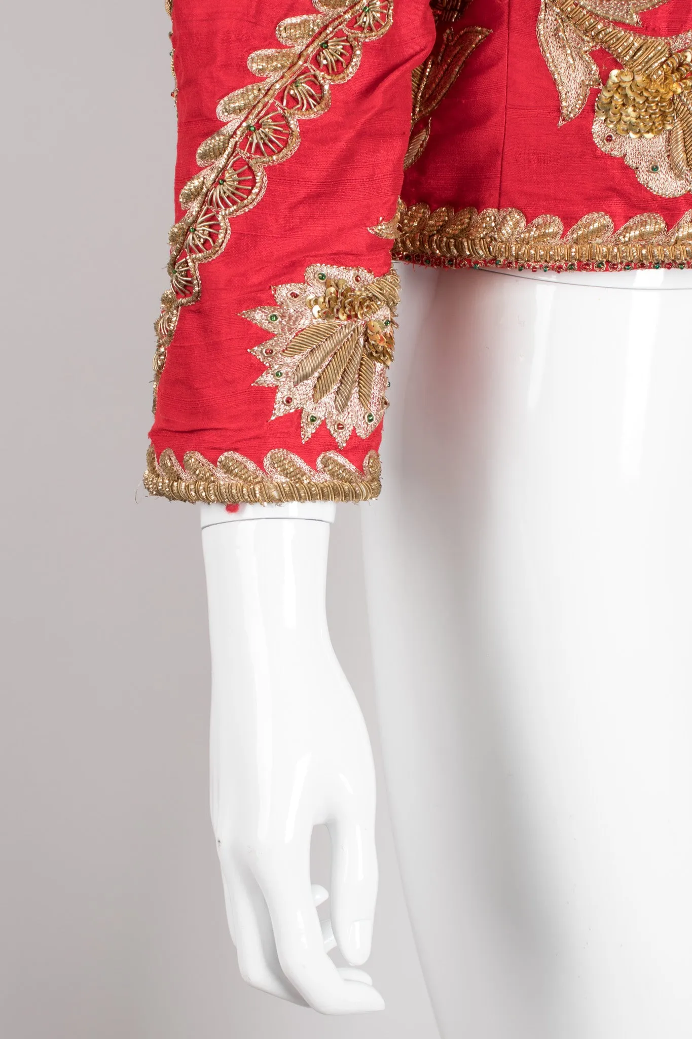 Golden Floral Embellished Silk Jacket