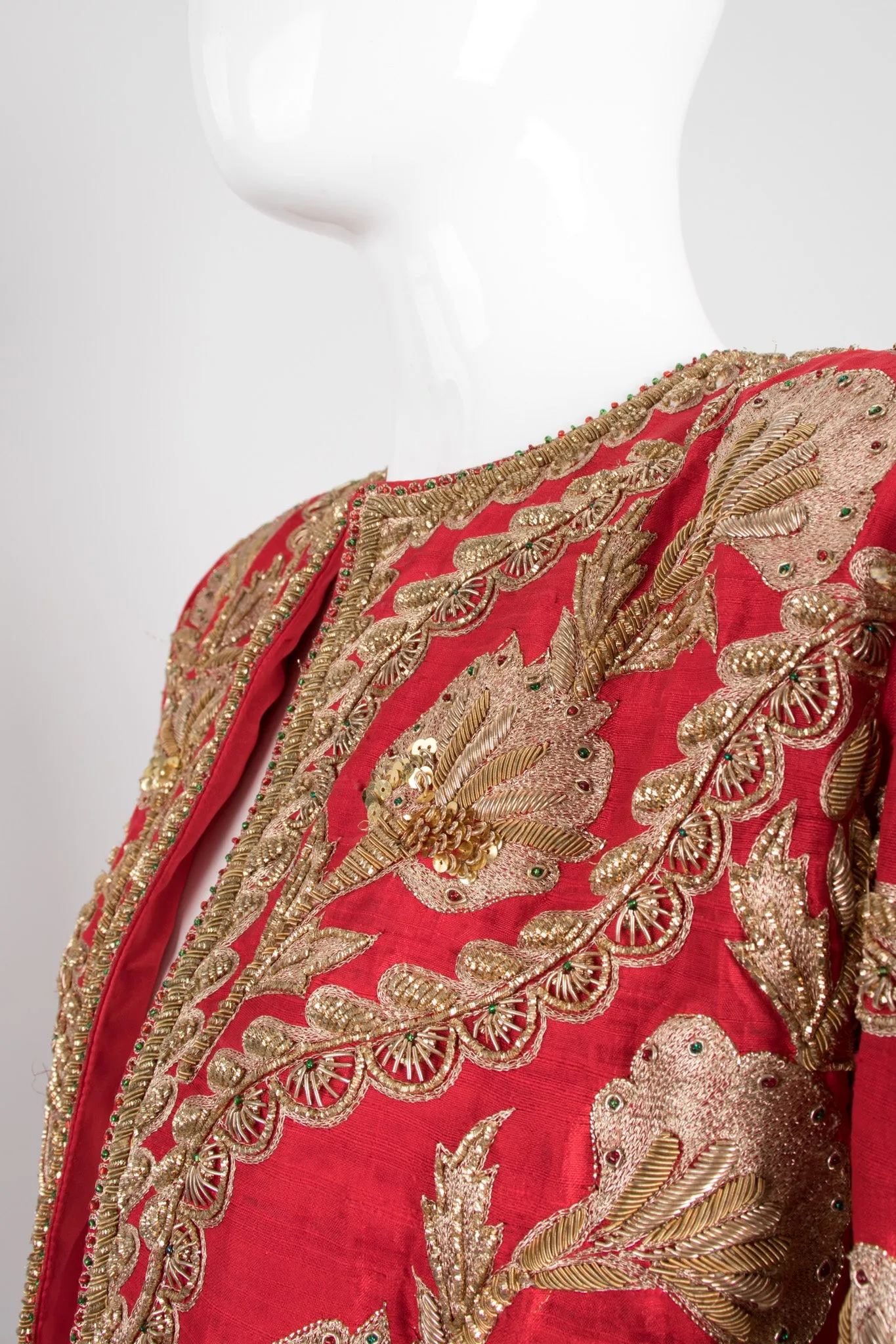 Golden Floral Embellished Silk Jacket