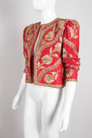 Golden Floral Embellished Silk Jacket