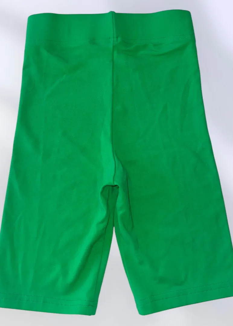 Green Athletic High-Waisted Bike Shorts Compression Flattering | USA-Made Vintage