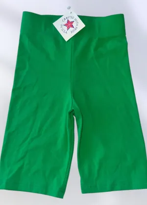 Green Athletic High-Waisted Bike Shorts Compression Flattering | USA-Made Vintage