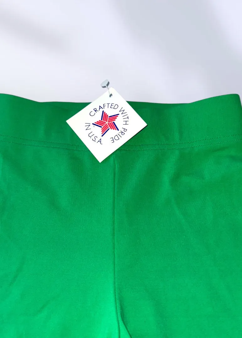Green Athletic High-Waisted Bike Shorts Compression Flattering | USA-Made Vintage