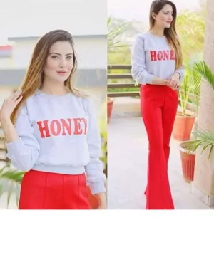 GREY HONEY CROPPED SWEATSHIRT FOR WOMEN