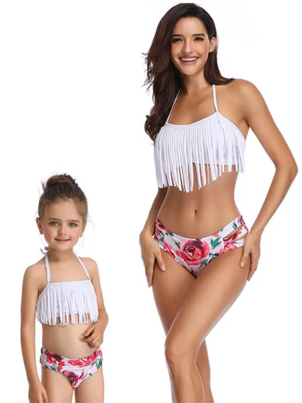 Halterneck Tassels Mom And Me Bikinis