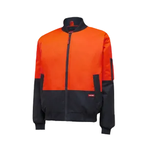 Hard Yakka Men's Core Hi Vis 2 Tone Bomber Jacket - Orange/Navy
