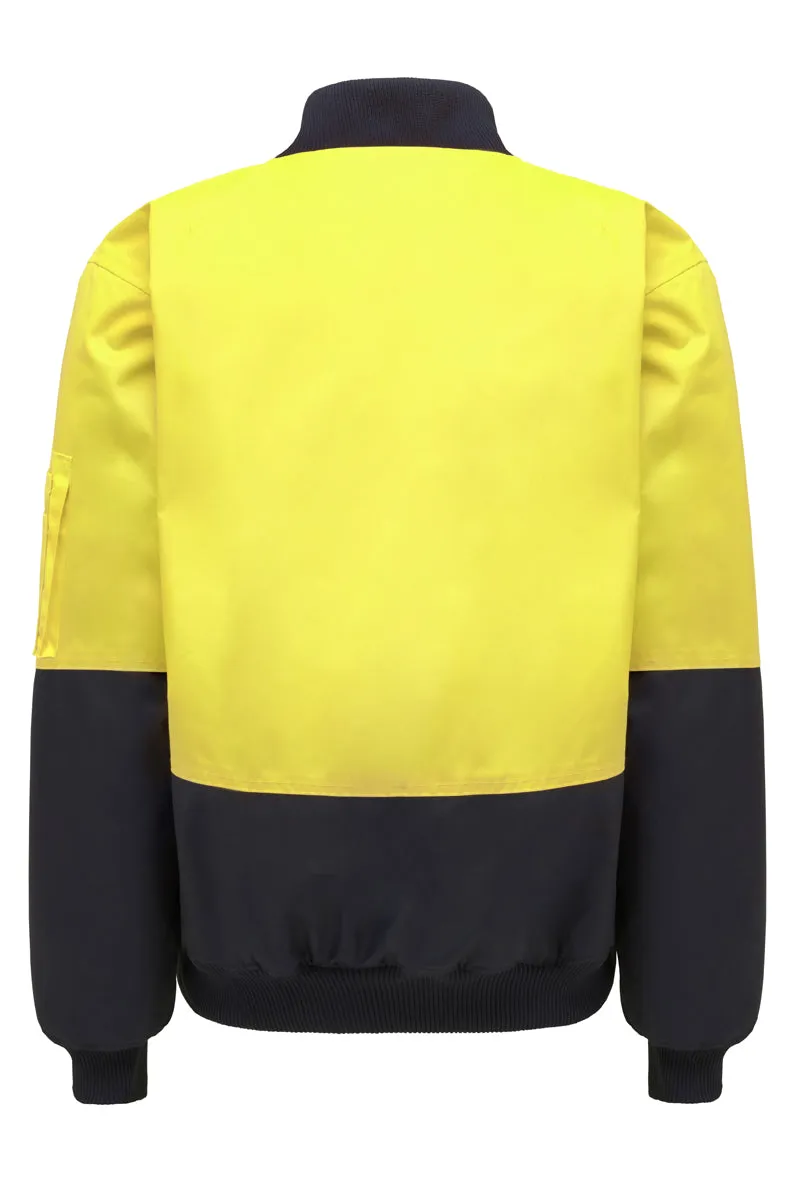 Hard Yakka Men's Core Hi Vis 2 Tone Bomber Jacket - Yellow/Navy