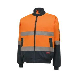 Hard Yakka Men's Core Hi Vis 2 Tone Taped Bomber Jacket - Orange/Navy