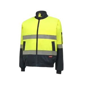 Hard Yakka Men's Core Hi Vis 2 Tone Taped Bomber Jacket - Yellow/Navy