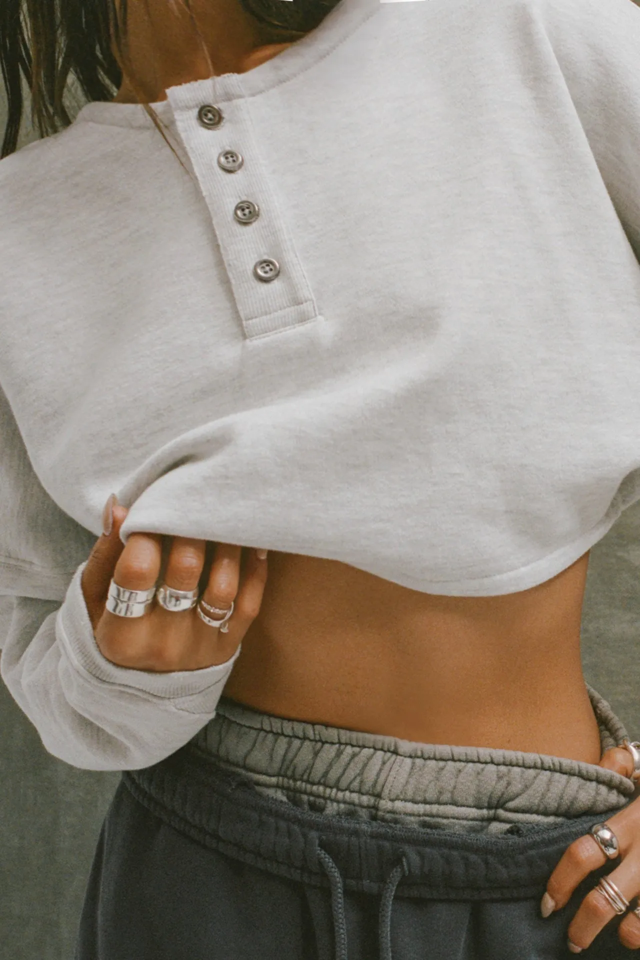 Henley Crop Sweatshirt