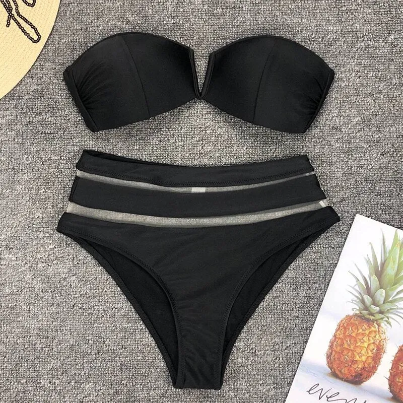 High Waist Bikini Mesh Swimsuit