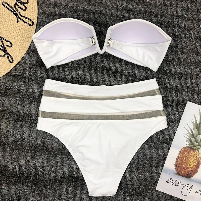 High Waist Bikini Mesh Swimsuit