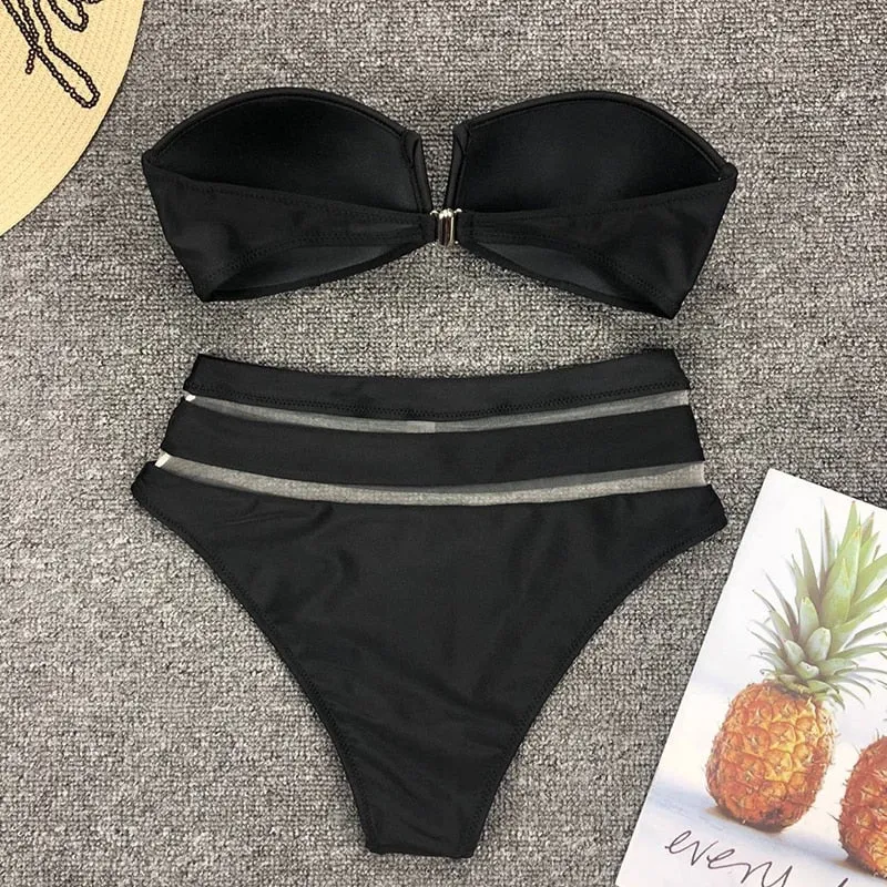 High Waist Bikini Mesh Swimsuit