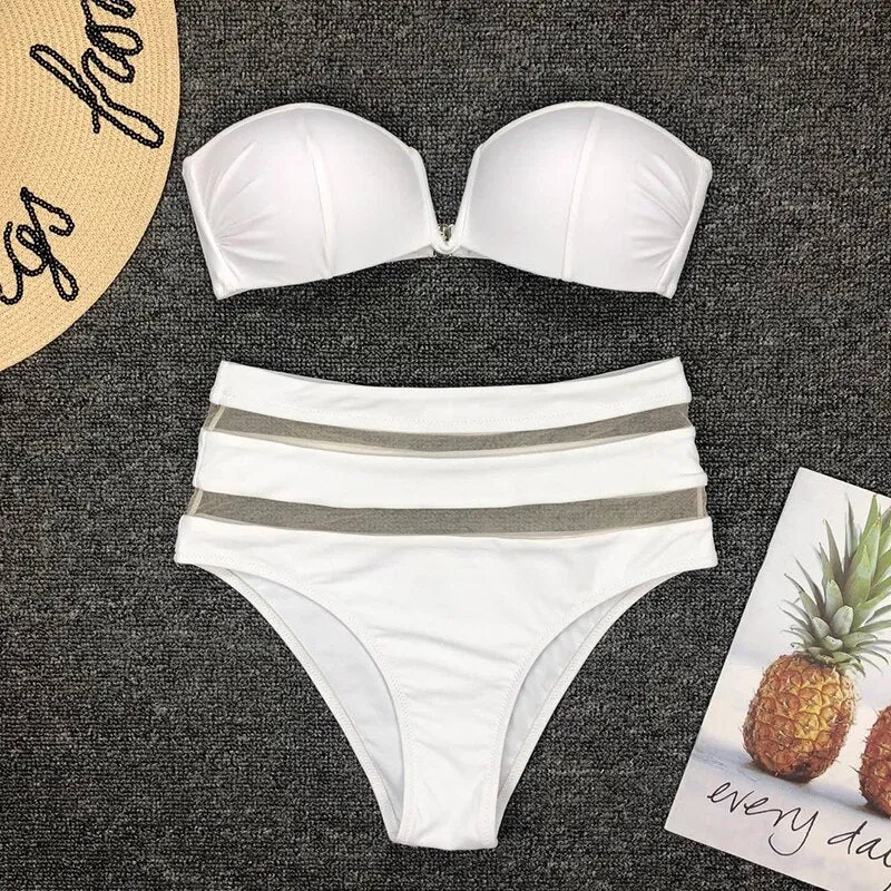 High Waist Bikini Mesh Swimsuit