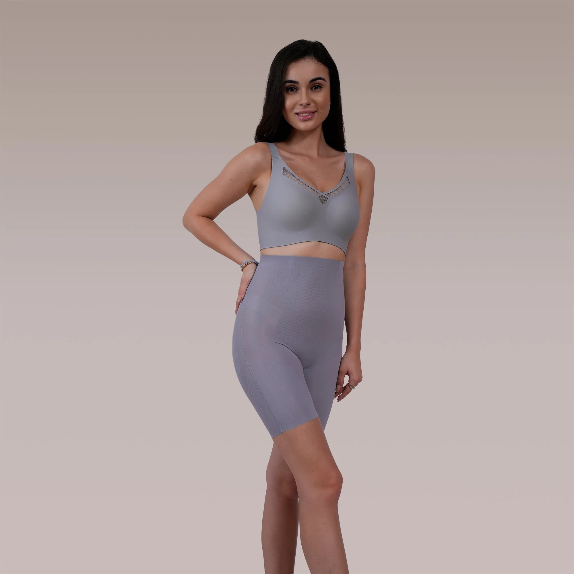 High Waist Compression Shaper Shorts with Tummy, Hip & Thigh Control