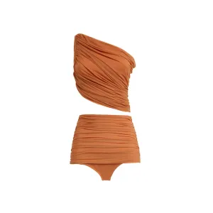 High Waist One Shoulder Bikini Set