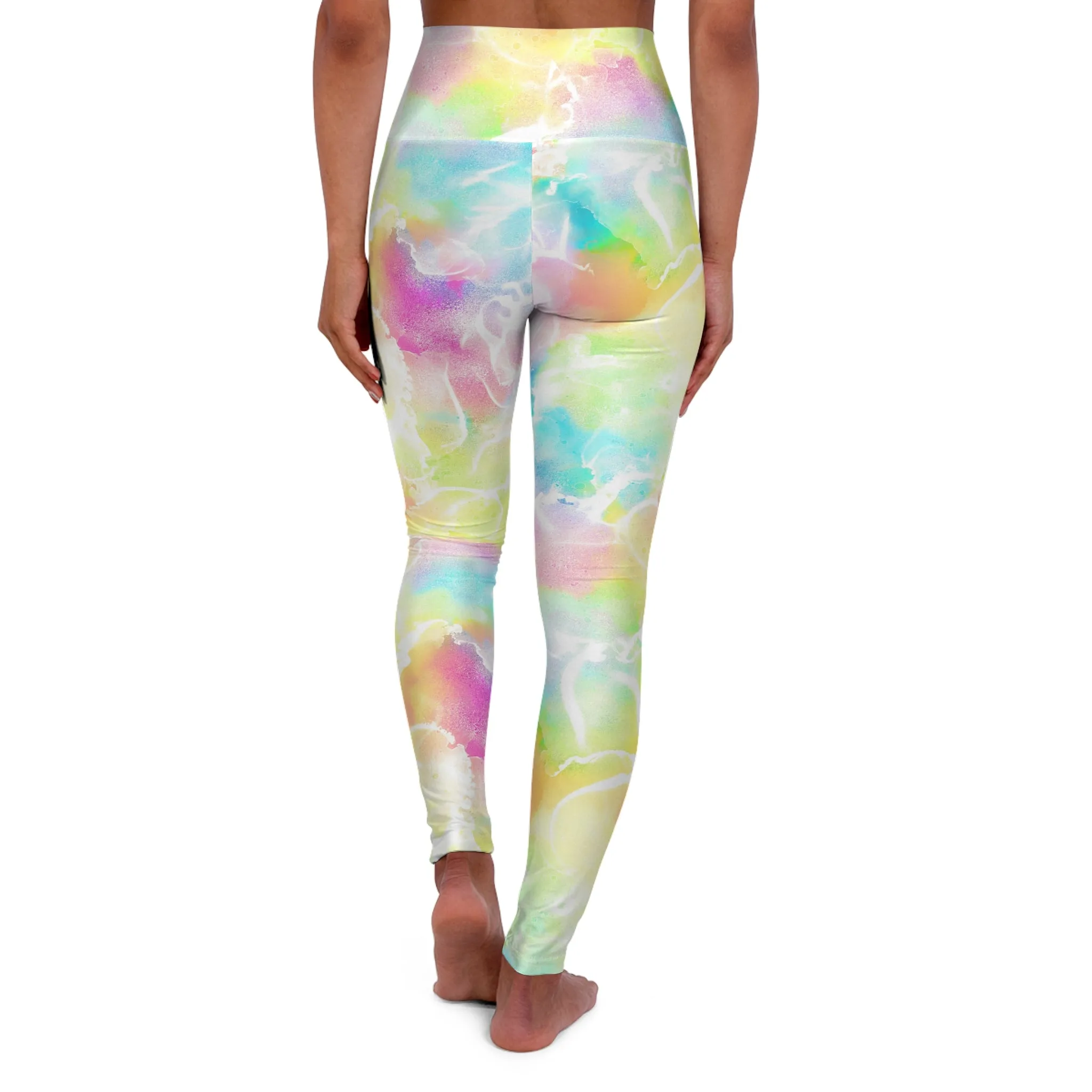 High Waisted Yoga Leggings - Colorful Abstract Design for Gym and Daily Wear