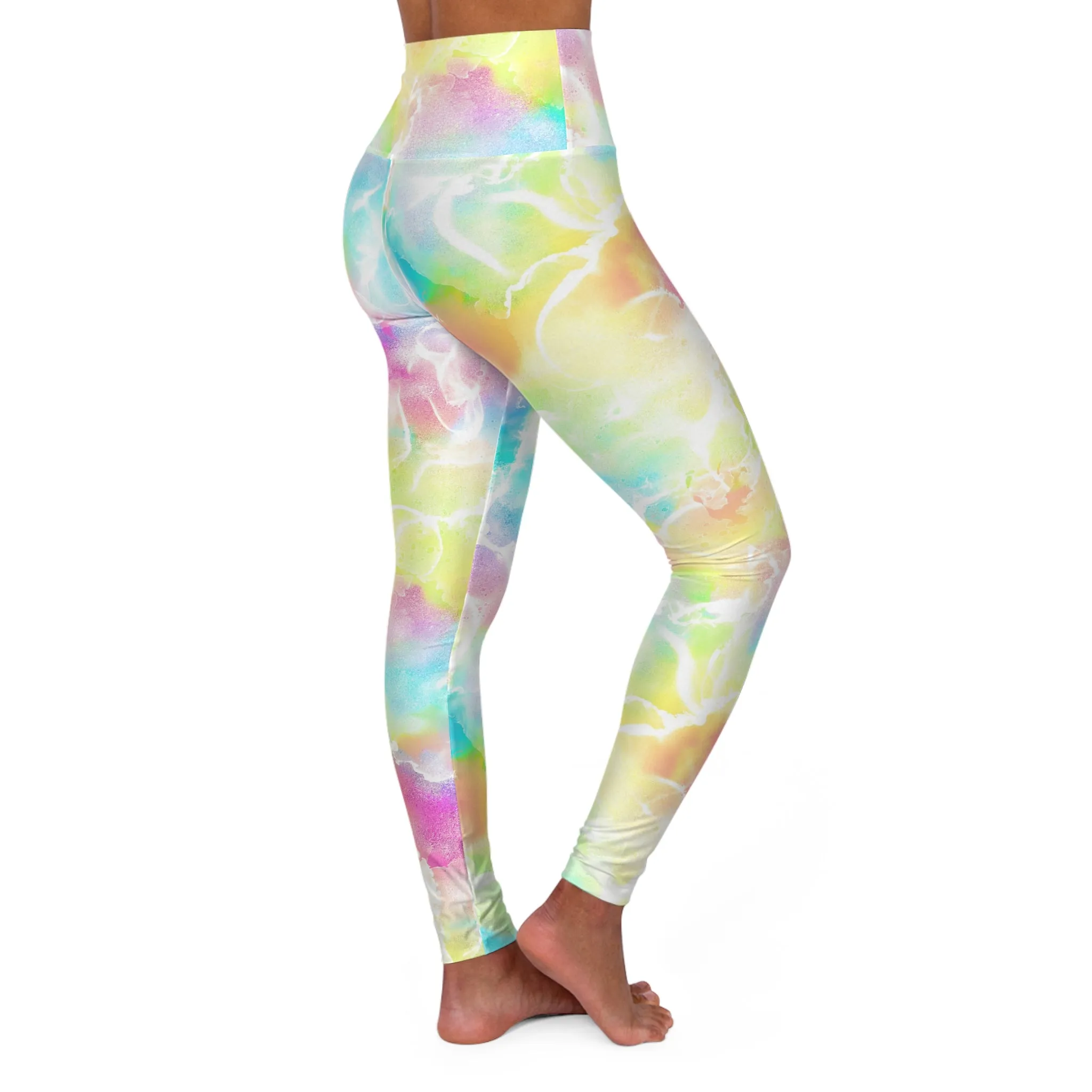 High Waisted Yoga Leggings - Colorful Abstract Design for Gym and Daily Wear