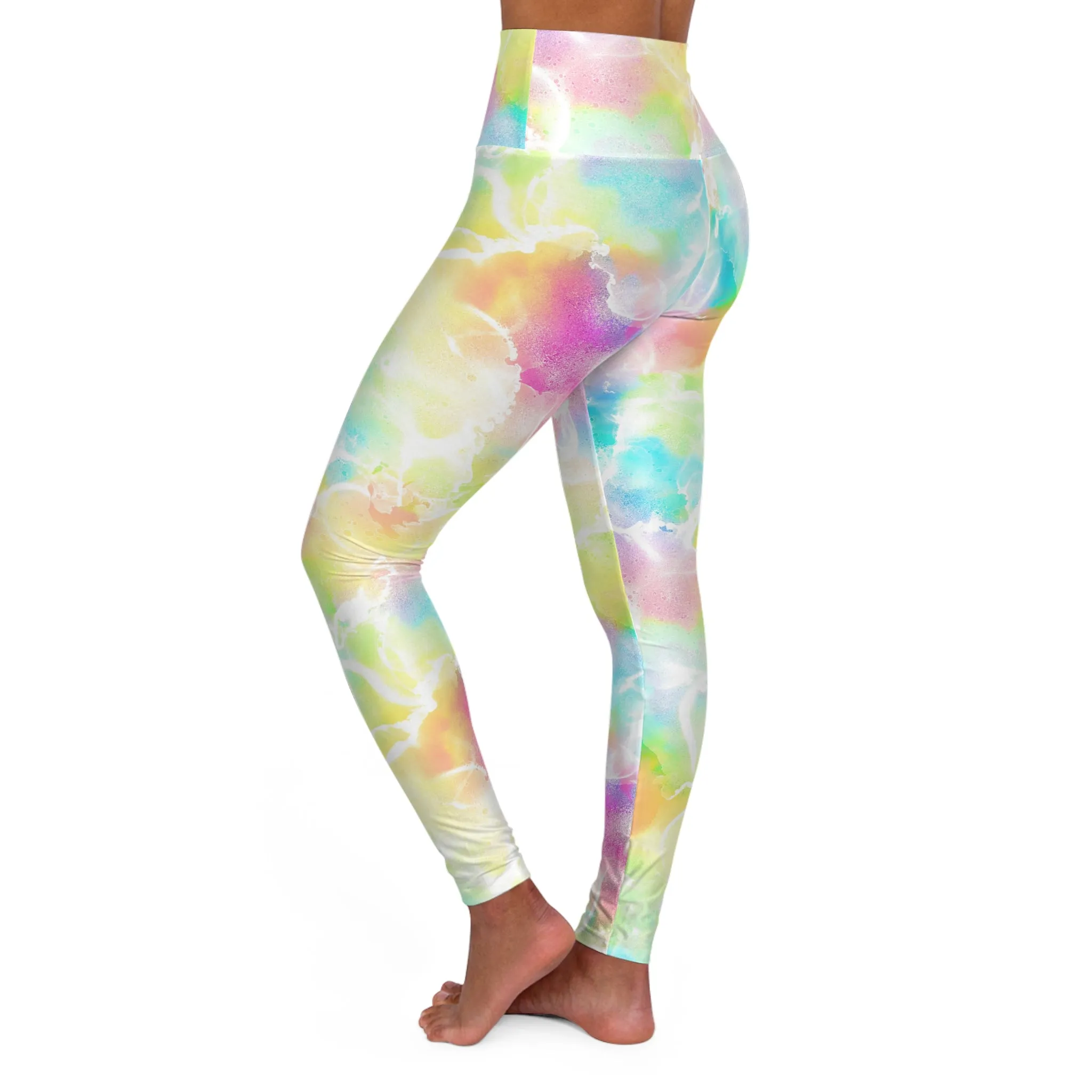 High Waisted Yoga Leggings - Colorful Abstract Design for Gym and Daily Wear