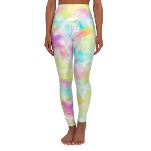 High Waisted Yoga Leggings - Colorful Abstract Design for Gym and Daily Wear