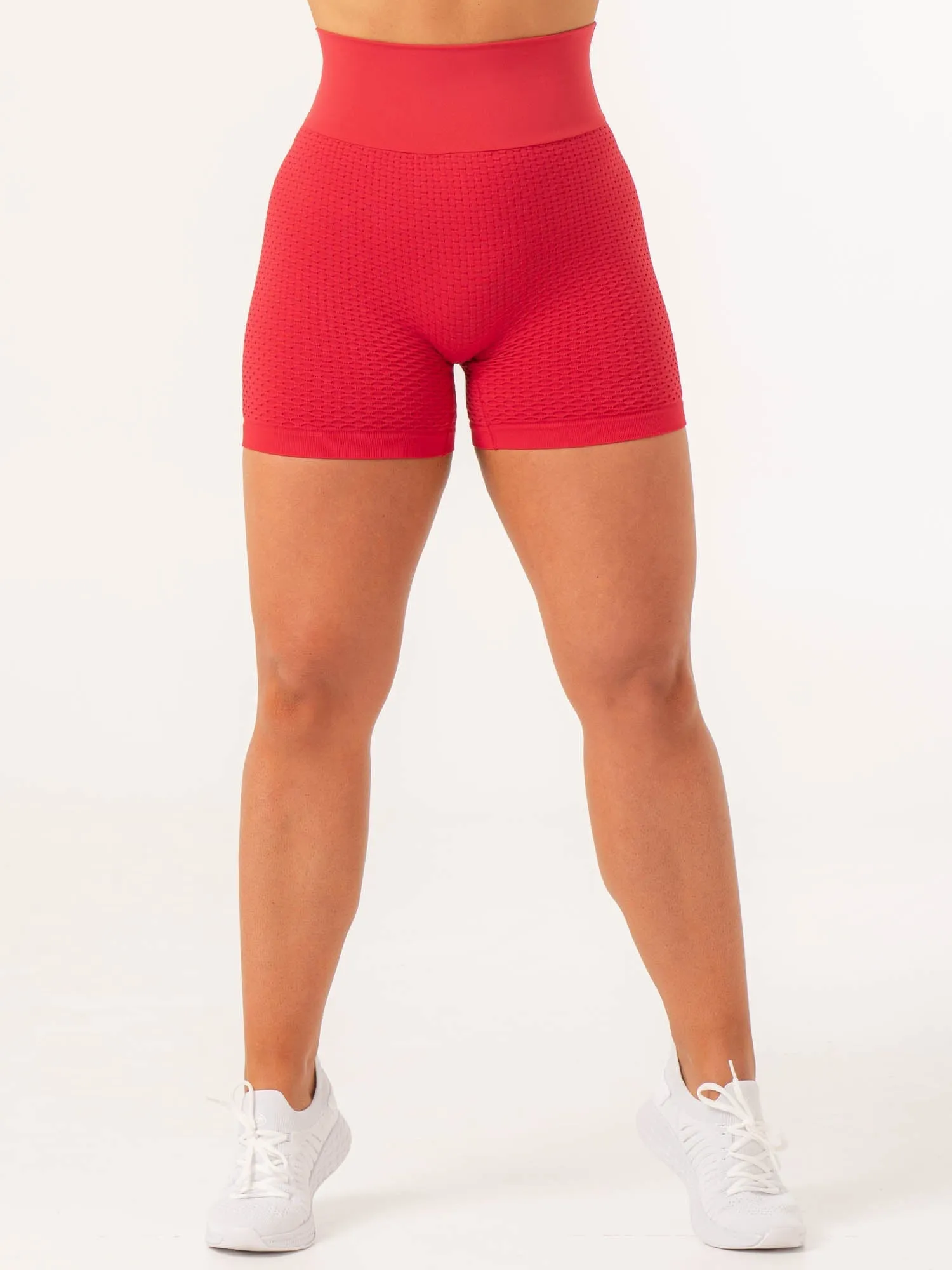 Honeycomb Scrunch Seamless Shorts - Lipstick Red