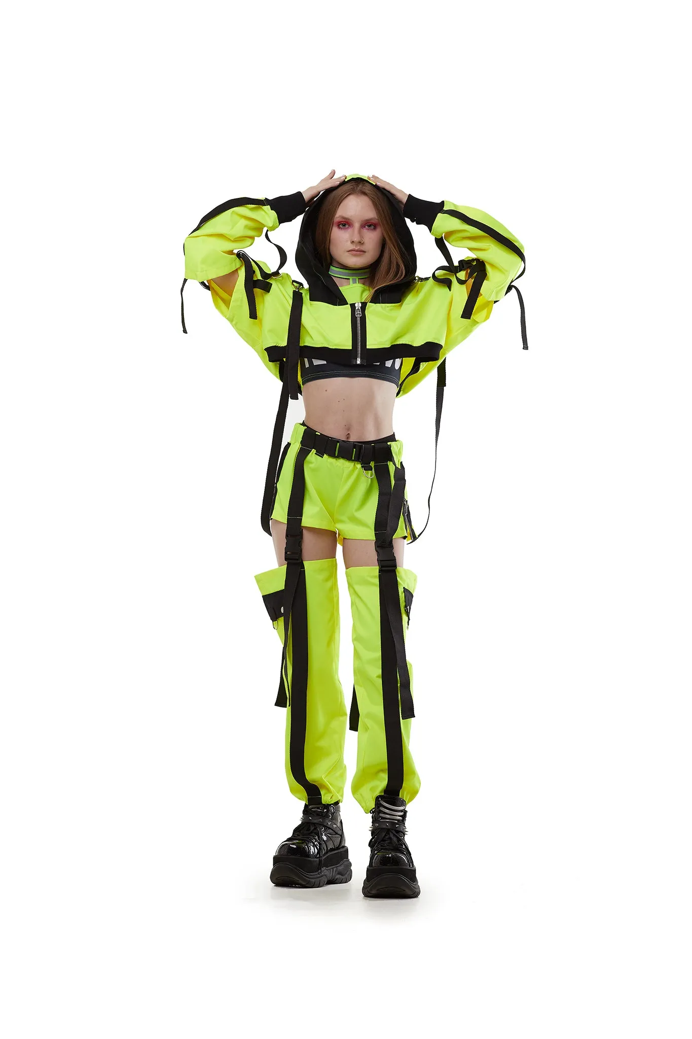 Hooded shrug in Neon Lemon