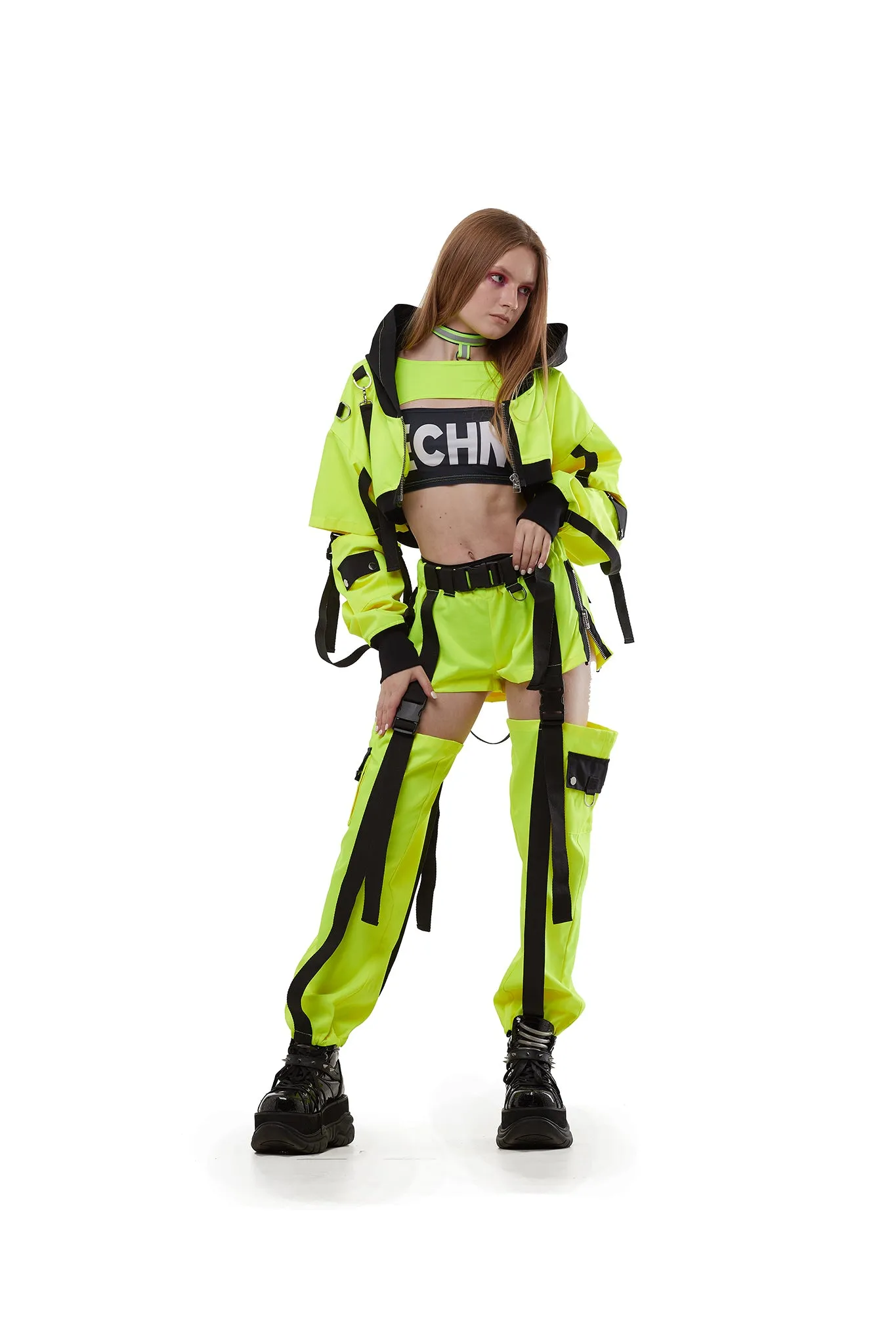 Hooded shrug in Neon Lemon