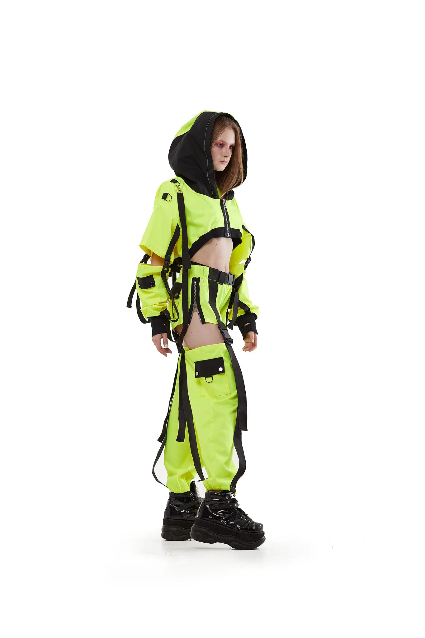 Hooded shrug in Neon Lemon
