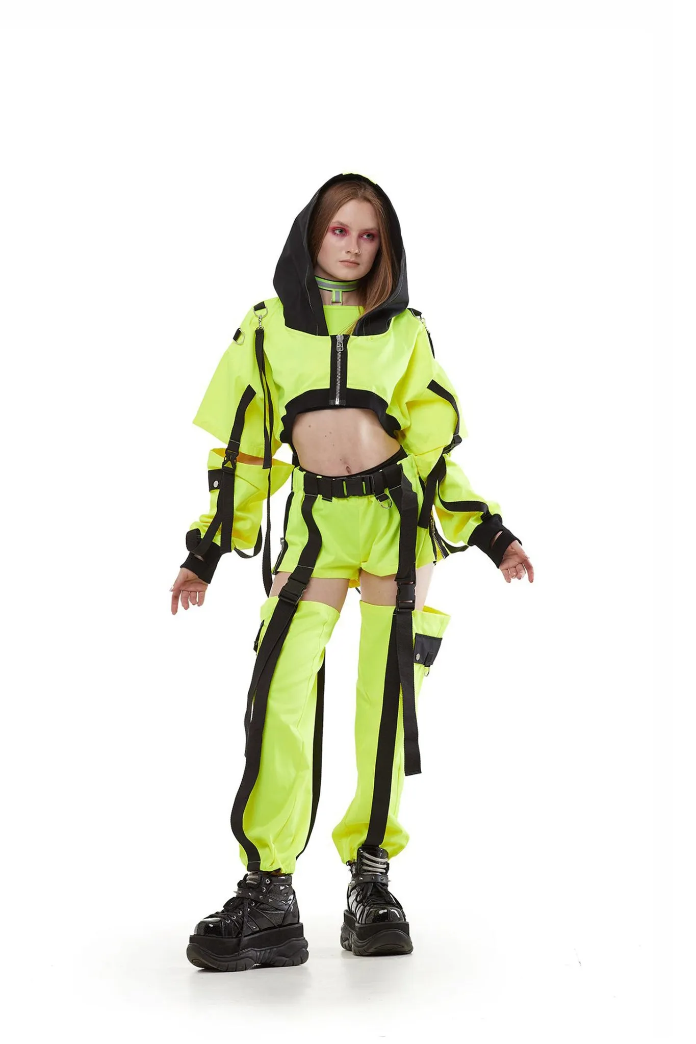 Hooded shrug in Neon Lemon