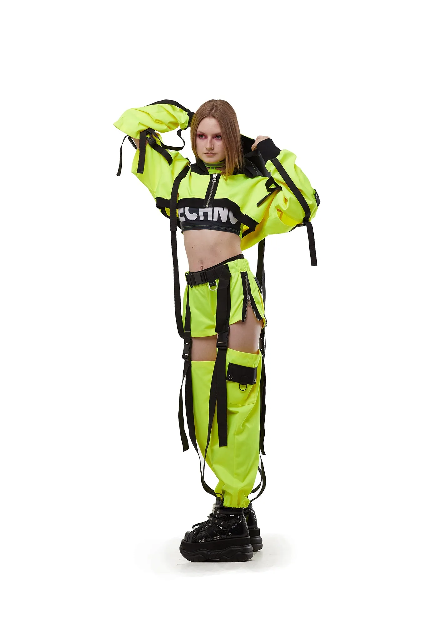 Hooded shrug in Neon Lemon
