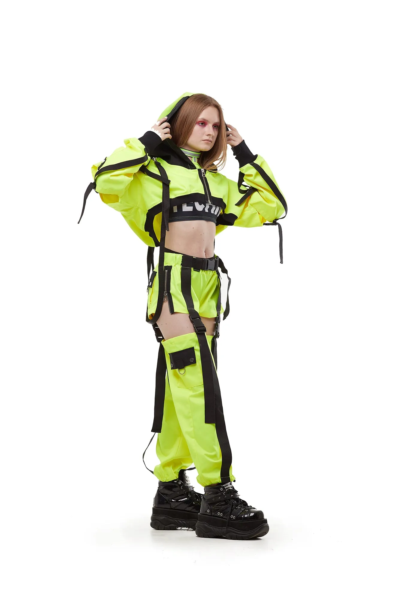 Hooded shrug in Neon Lemon