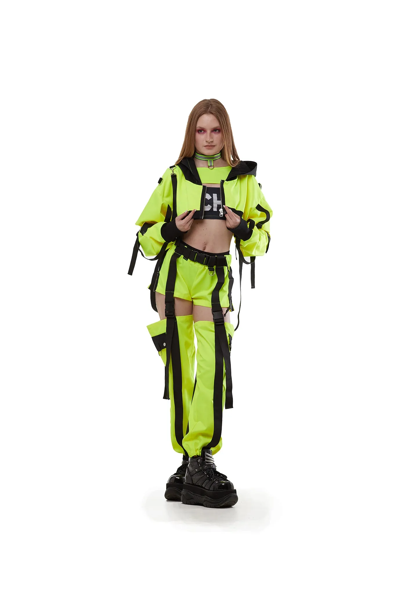 Hooded shrug in Neon Lemon